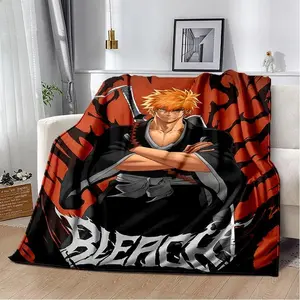 Bleach Kurosaki Ichigo Anime-Style Flannel Blanket - Soft, Cozy Throw for Home, Travel | Kids' Gift, Anime-Style Blankets