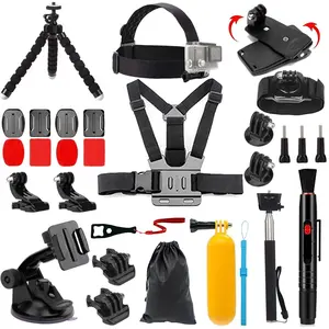 29 in 1 Action Camera Accessory Kit, Photography Tool, Camera Accessories for Photography/Videography Live Streaming/Video Blog, Including Screws & Chest Strap & Head Strap & More