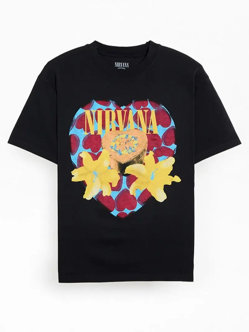 Nirvana Heart Graphic T-Shirt, Vintage 90s Grunge Band Tee, Retro Rock Music Shirt, Distressed Alternative Streetwear, Classic Unisex T-Shirt, Sweatshirt, Hoodie