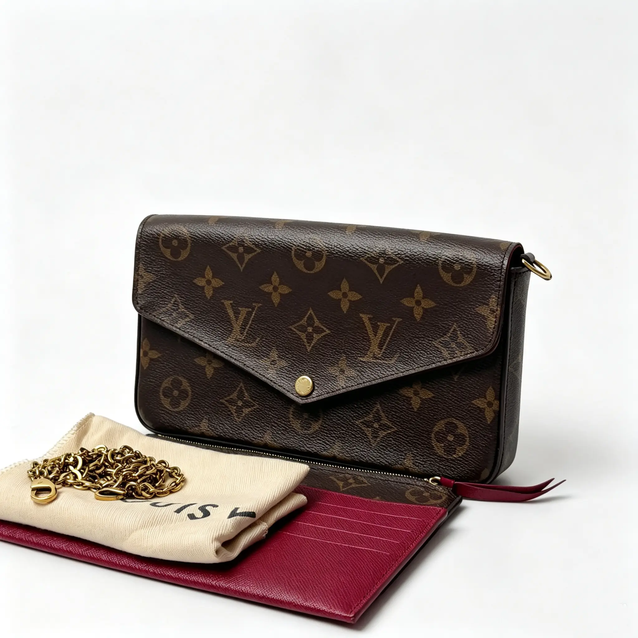 Pre-owned Louis Vuitton Canvas Small Leather Goods Monogram Felicie Pochette Bag JZ0015 Yongzhen
