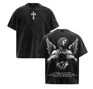 Fallen Angel Vintage Washed Tee | Dark Aesthetic Streetwear | Broken Wings Faith Graphic Shirt | Light Within Darkness Design | Emotional Art Tee | Jesus Apparel Christian Bible Verse
