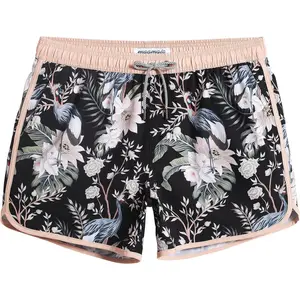 Mens swim trunks retro 4 way stretch shorts with mesh vintage 80s 90s quick dry swimsuits board shorts