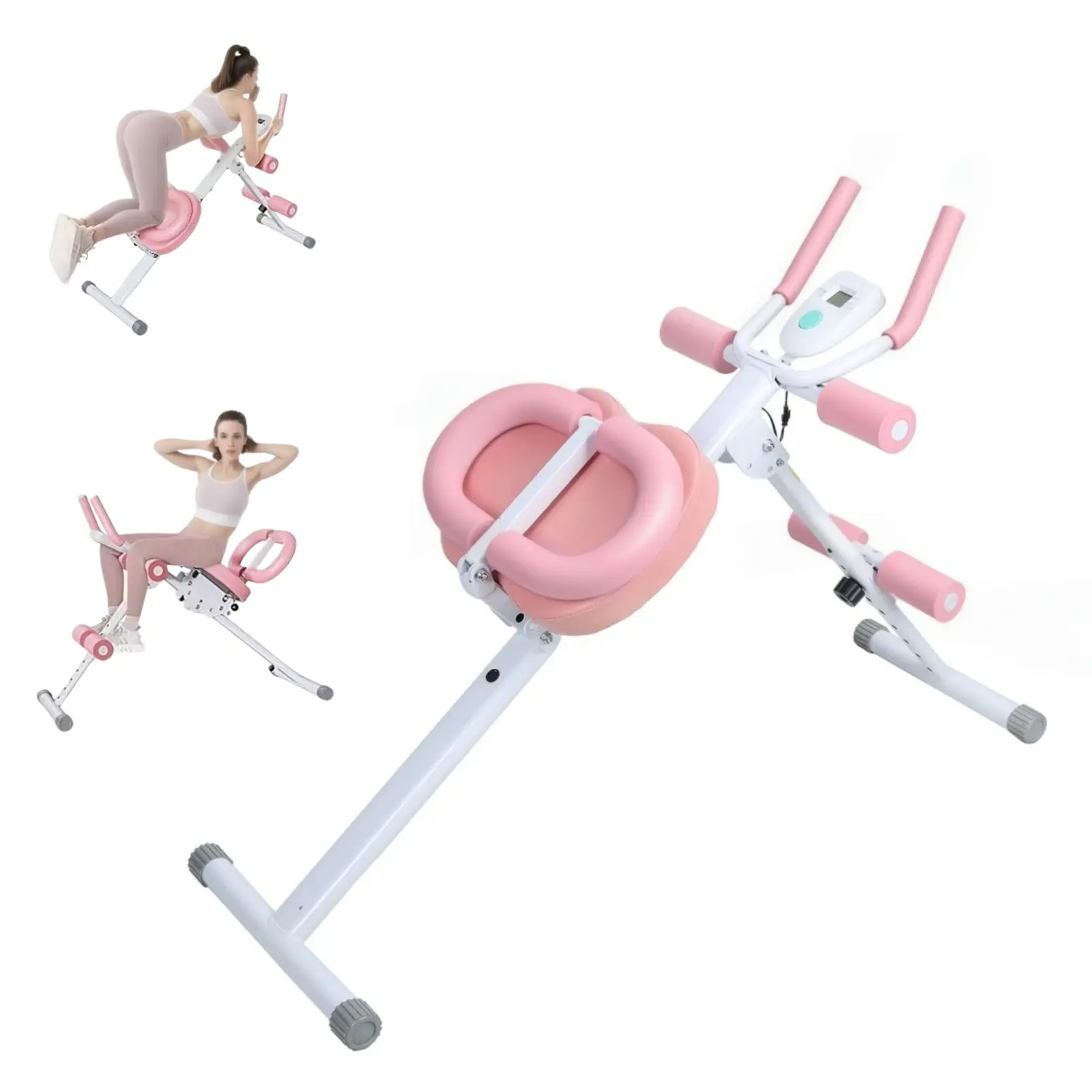Adjustable Ab Machine - Home Gym Abdominal Trainer with LCD Screen, Silent Pulleys, Incline, Flexible Settings, Foldable Design for Core Workouts