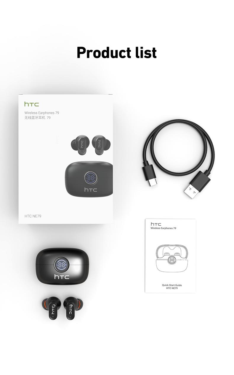 HTC NE79 Invisible Earbuds Bluetooth, Wearable Tech IPX5 Waterproof Tiny Mini Short Handle, Sleep-Easy Mini Bluetooth Rechargeable Smart Earphones & Headphones for Work, Sport, Gifts For Him, Mens Gifts