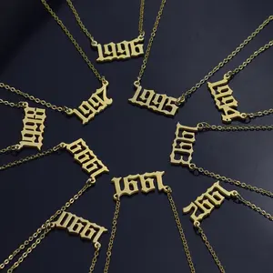 Personalized fashion stainless steel necklace vintage digital necklace birthday accessories 2000s jewelry