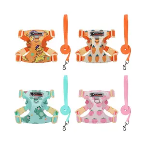 Cute Cartoon Pattern Dog Harness with Leash, 1 Count Pet Chest Strap, Fashionable Pet Supplies for Outdoor Adventure and Daily Use, Cute Dinosaur Harness