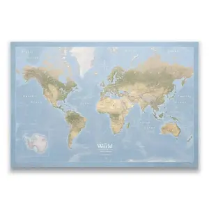 Push Pin World Map Pin Board - Natural Earth - Pins Included!