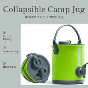 Colapz 2-In-1 Collapsible Camping Water Container with Spigot - 2 Gallon Portable Bucket & Camping Water Jug with Spout - Sports Water Jug - RV Bucket - Water Jug Dispenser