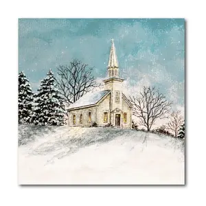 Courtside Market Church on a Hill 16x16 Canvas Wall Art