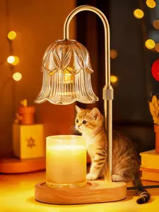 Candle Heater Lamp with Adjustable Timer - Electric Candle Heater Adjustable Height Dimmable Vintage Base Modern Flower Shape Candle Top Heater for Small Jar Scented Candles