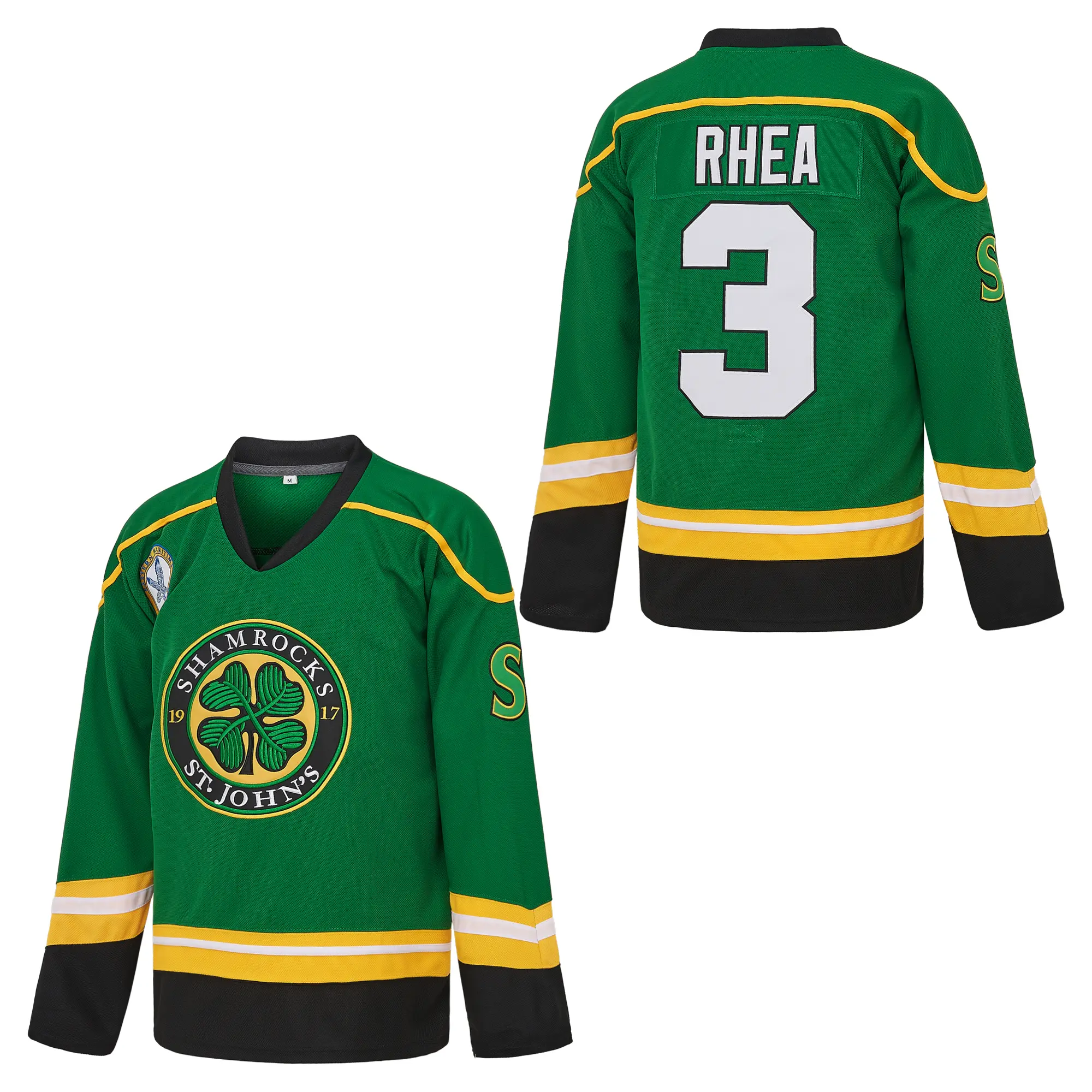 The BOSS #3 Ross Rhea ST John's Shamrocks Hockey Jersey with EMHL Patch - Polyester, Athletic Fit, Comfortable, Line Dry, Professional Sports Clothing for Athleisure Street Use
