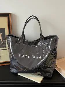 Fashion Letter Decorated Women's Tote Bag, Large Capacity, Perfect for Casual Daily Use, Stylish and Practical Shoulder Bag, Everyday Bags, Fashionable Tote Bag