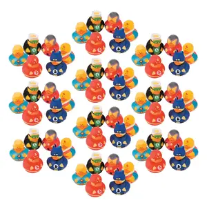 Bulk 72 Pc. Red, Green & Blue Superhero Rubber Duck Characters