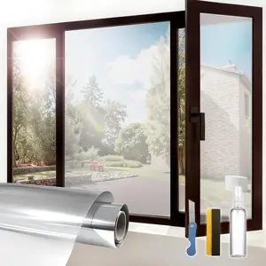 Window Privacy Film One Way Daytime Privacy Static Cling, Mirror Vinyl Roll Heat Anti UV Window Tint for Home and Office,Non-Window Film,Silver, 23.6" x 78.7"