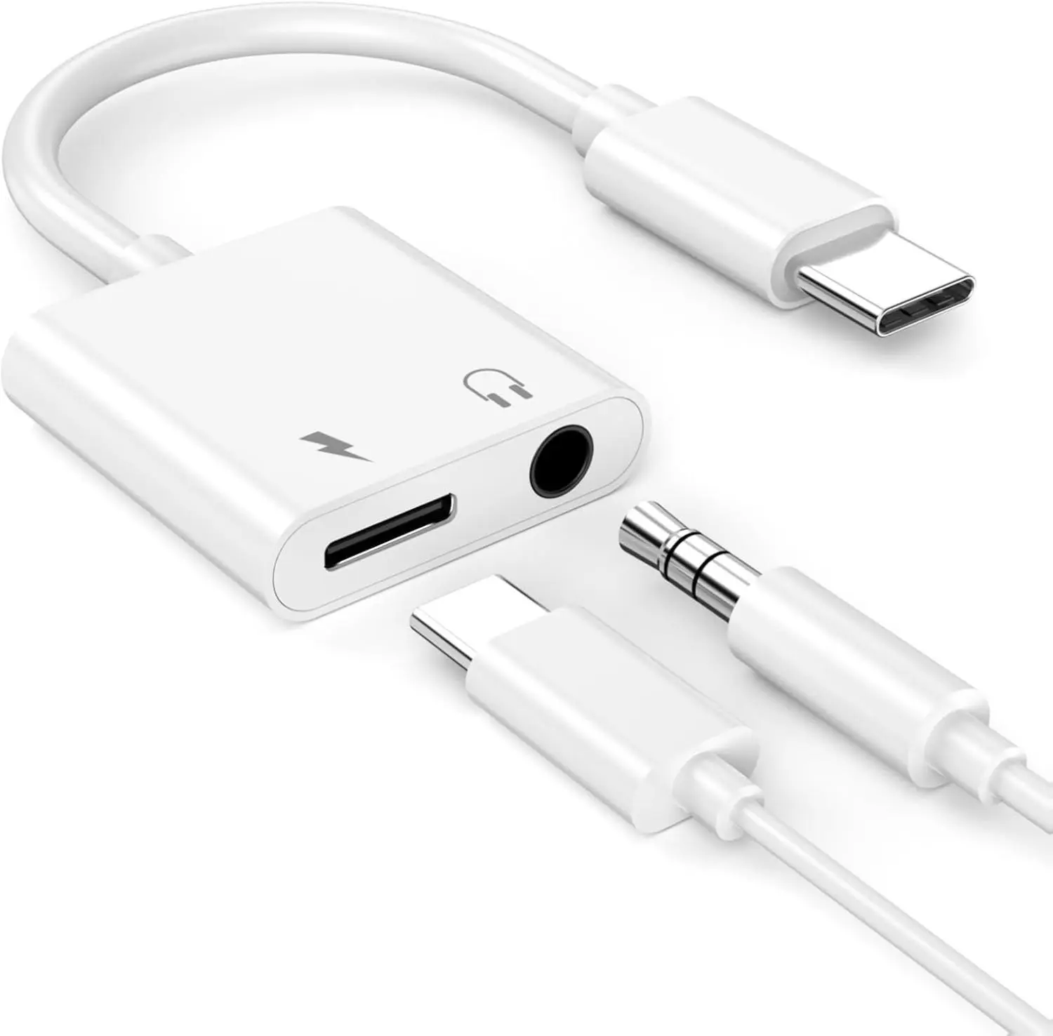 Headphone Adapter for iPhone 16 15, [MFi Certified] USB Type C to Aux Audio Jack Adapter with PD 60W Fast Charging Splitter Dongle for iPhone 16/16 Plus/16 Pro/16 Pro Max/15/15 Plus/15 Pro/15 Pro Max Plug Birthday
