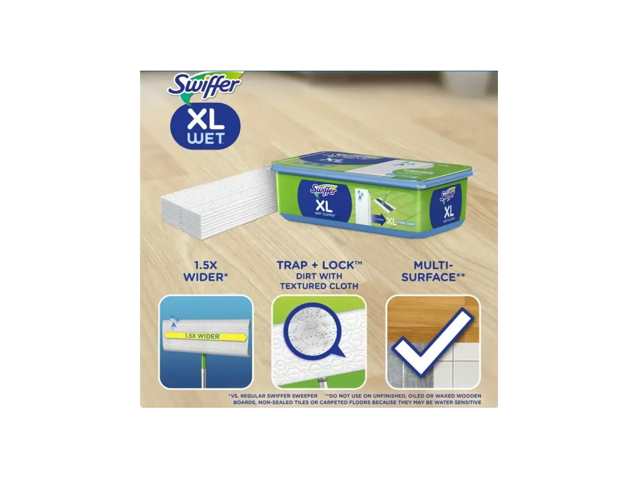 Swiffer XL Sweeper Wet Cloth (Fresh Scent) 12 Ct x 1