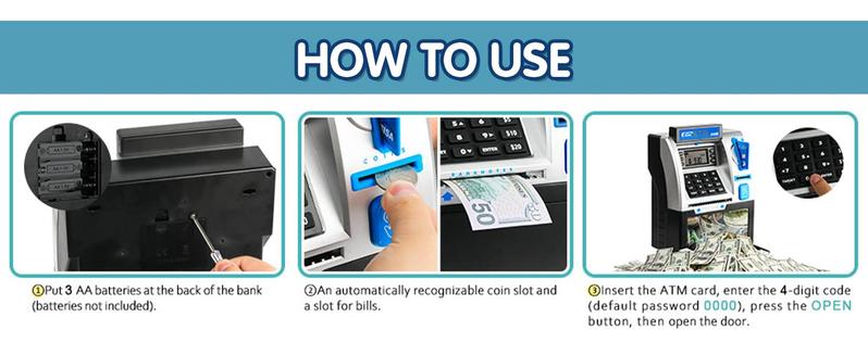 [Live only]MagicMart Piggy bank Toy, a fun, interactive way to teach kids about money savings. With a realistic ATM keypad, password security, and the ability to save both coins and bills, it’s perfect for birthdays, holidays, TALGICKEV