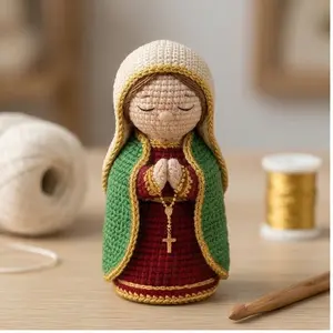 Handmade Virgencita Crochet Doll | Our Lady of Guadalupe Amigurumi | Catholic First Communion Gift | Virgen de Guadalupe