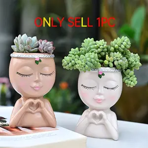 1PC Heart Queen Figurine Succulent Planter Nordic Creative Flower Vase Unique Garden Yard Scene Layout Decorative Flower Pot