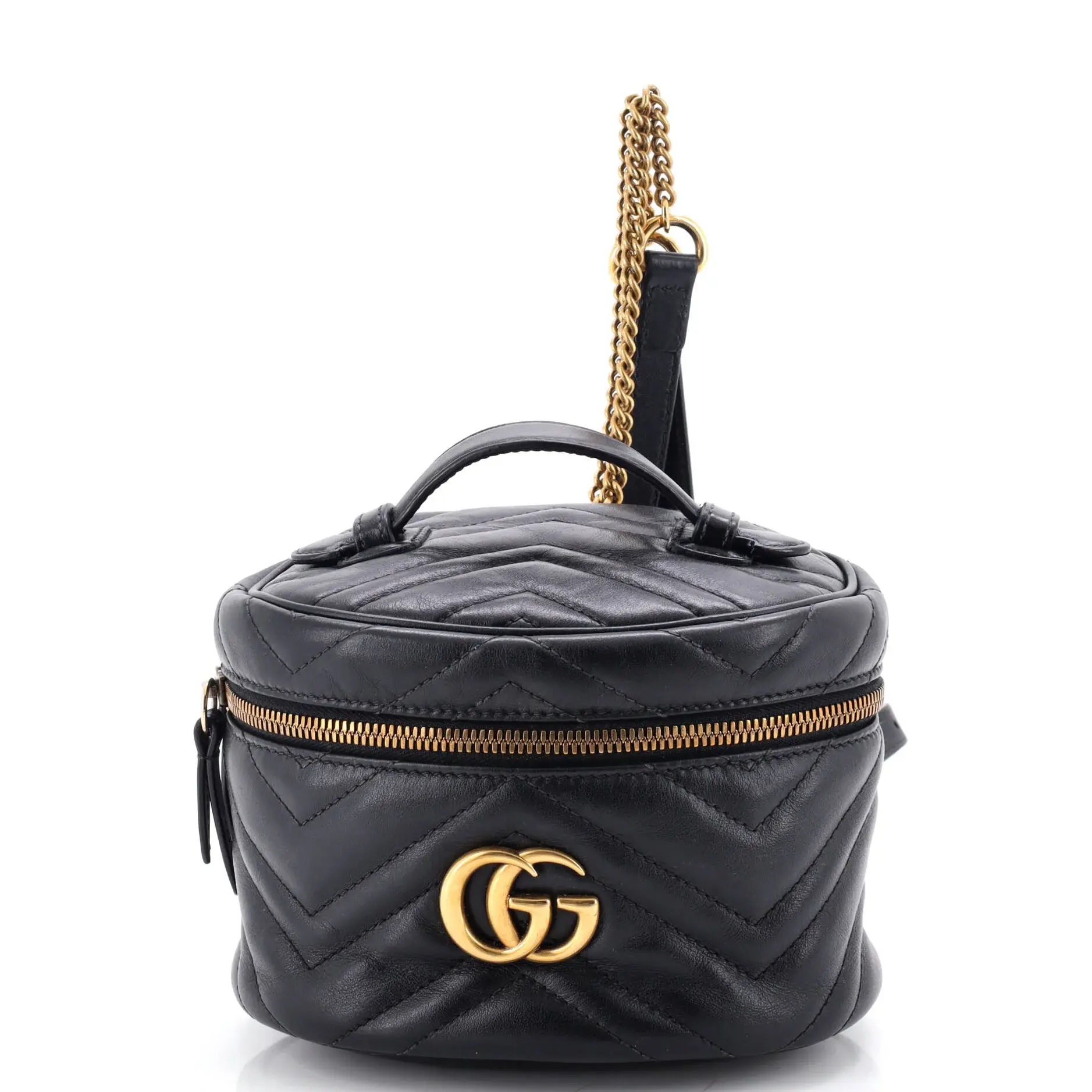 Pre-owned GUCCI Leather Backpacks GG Marmont Vanity Backpack Matelasse Mini by Rebag
