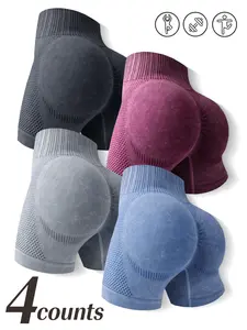 Hijesse Women's Seamless Knit Scrunch Butt Workout Shorts – High Waisted Compression Booty Lifting Gym Shorts, Suitable for Spring & Summer Wear