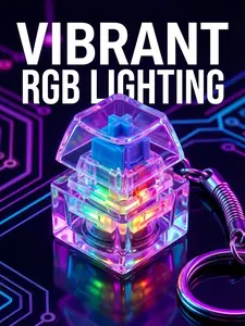 LED Glowing Keyboard Fidget Toy, 1-Key Button Keychain, Stress-Relief Finger Clicker, Fun Sensory Fidget Toy for Anxiety & ADHD Relief, Cool Novelty Gifts for Kids & Adults