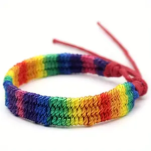 1pc Handwoven DIY basic rainbow multi-colored unisex bracelet friendship bracelet Rainbow Bracelet Proud lesbian, gay, bisexual, transgender adjustable handmade rainbow bracelet jewelry gift