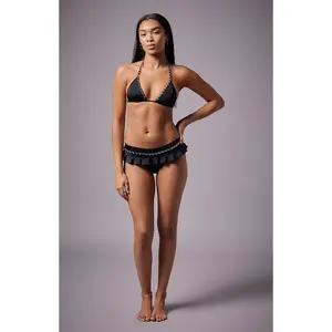 Third Charm Women's Black Stephanie Chain Swim Skirt