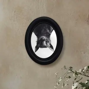 Vintage Bat Pattern Wall Decor, Oval Frame Painting, Gothic Bat Sketch, Dark Academia Style Decoration, Perfect Gift for Bat Enthusiasts