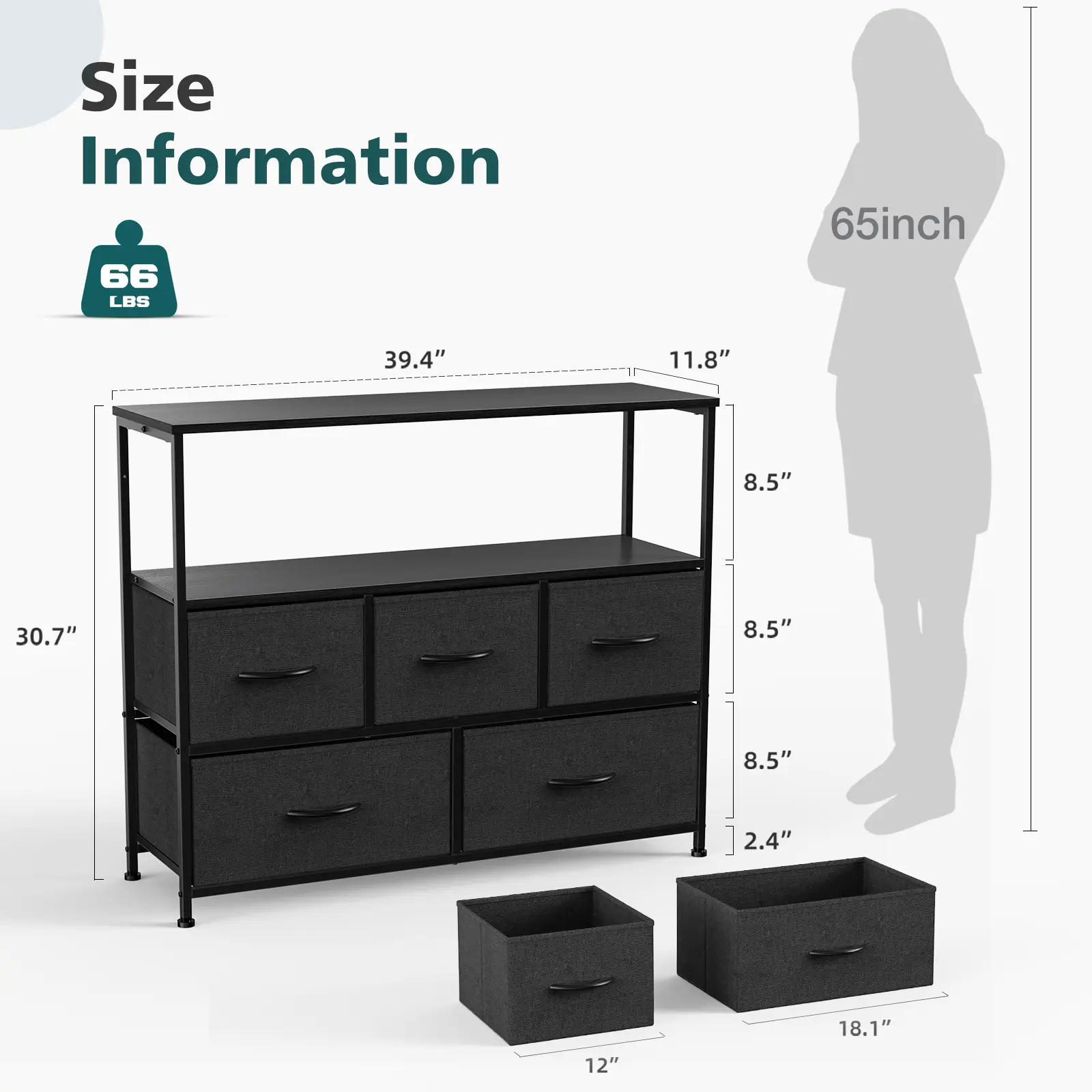 5 Drawer+TV/Black