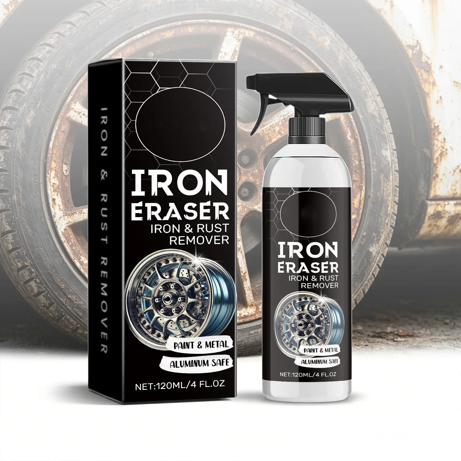 Automotive Rust Cleaner for Cars Wheels Tires Metal Tools and Chains Multi Purpose Rust Stain Remover Auto Detailing Surface Care and Cleaning Solution