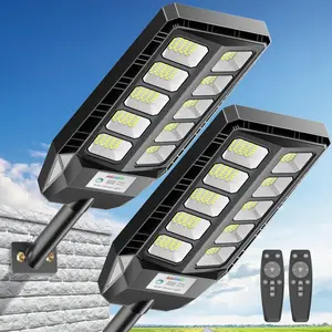 Solar Lights Outdoor, 7000W Solar Street Lights Outdoor with Motion Sensor, IP66 Waterproof Street Area Security Lights with Remote, Dusk to Dawn Solar Flood Lights for Garage Outside