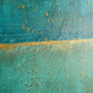 Golden Sea Decor Hanging Decoration Hangable Artwork Ornaments Painting Ocean Wave Modern Abstract Canvas Wall Art