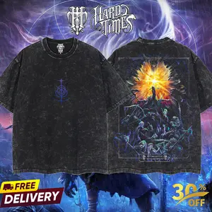 HardTimesClothing Elden Ring Nightreign Retro Vintage Unisex Oversize Anime Manga Acid Washed Heavyweight Cotton T-shirt, Anime Merch, Gift For Anime Fan. Menswear Oversized