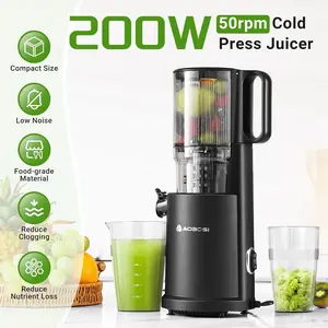 AOBOSI 1907B Slow Cold Press Juicer Machine: Electric Masticating Juicer Extractor Easy Clean - Whole Fruit Vegetable Juice Maker - Cold Pressed Slow Blender Juicer with Wide Large Chute Mouth