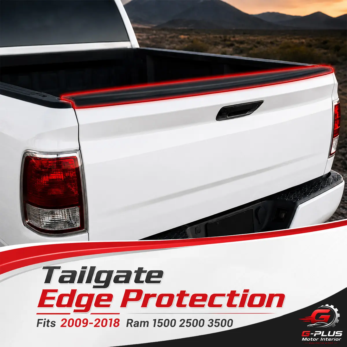 G-PLUS Motor Interior Fit For 09-18 Dodge Ram 1500 2500 3500 Tailgate Molding Top Cap Protector Black