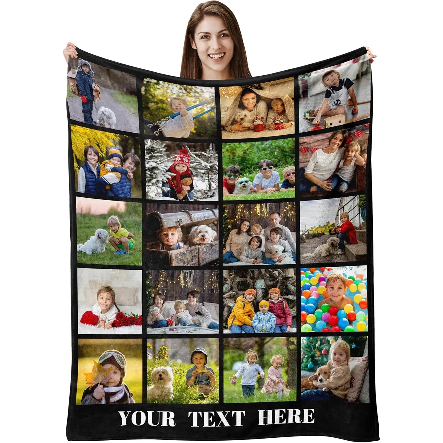 Ships Next Day, Custom Blanket with Picture Text Printed in USA, Personalized Photos Blankets and Throws Customized Blanket Customizable Gifts for Men Boyfriend Girlfriend Wife Husband Christmas