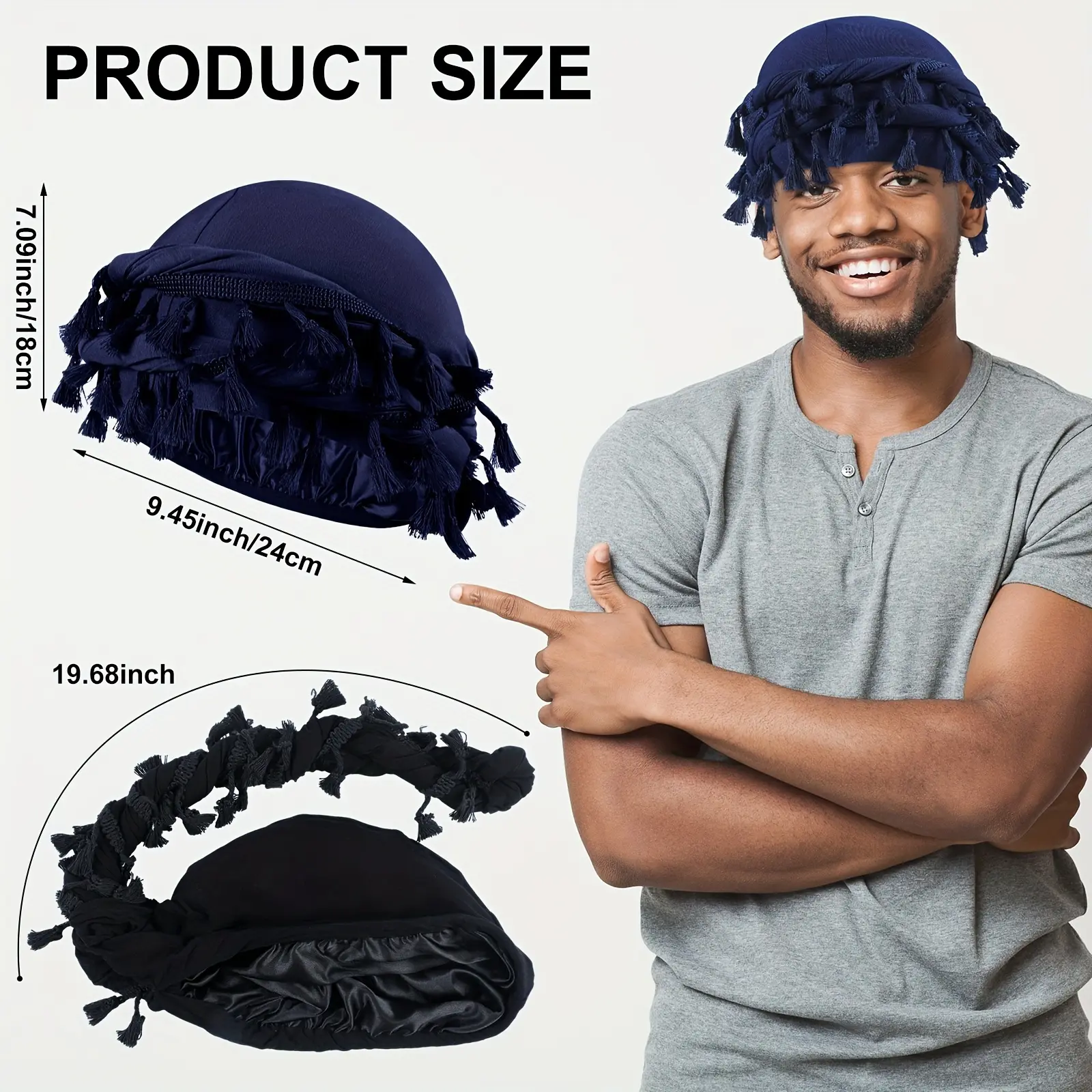 Vintage Satin Turban Unisex Hair Wrap Cap Breathable Adjustable Lightweight Silk Satin Hair Bonnet Sleeping Women Wrap Double Layer  main image 2