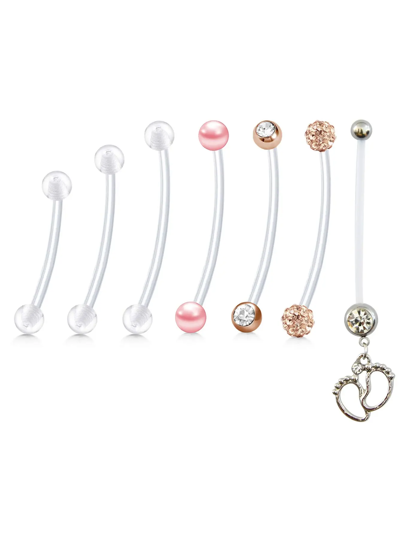14G Pregnancy Belly Button Rings Maternity Navel Rings 38mm for Women Dangle Flexible Bioplast Nave Piercing Bar Clear Belly Rings Retainer 18mm 25mm 32mm 38mm Belly Piercing Body Jewelry Body Jewellery