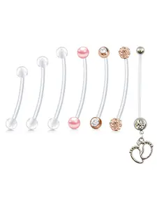 14G Pregnancy Belly Button Rings Maternity Navel Rings 38mm for Women Dangle Flexible Bioplast Nave Piercing Bar Clear Belly Rings Retainer 18mm 25mm 32mm 38mm Belly Piercing Jewelry