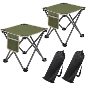 Camping Stool 2 Pack,Portable Folding Stool for Outdoor Gardening and Beach Hiking Fishing,Foot Stool with Carry Bag (Green)