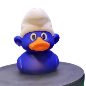3D-printed Smurf Duck Figure - Blue with White Hat, Ideal for Jeeps, Collectors, and Cruises