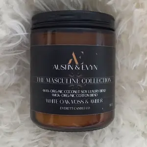 8oz Candle (Masculine Collection) Scent- White Oak Moss & Amber