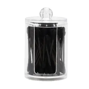 Unique Bargains Lid-U-shaped Open Cup Acrylic Cotton Swab Jar for Bathroom Kitchen Clear 1 Pc