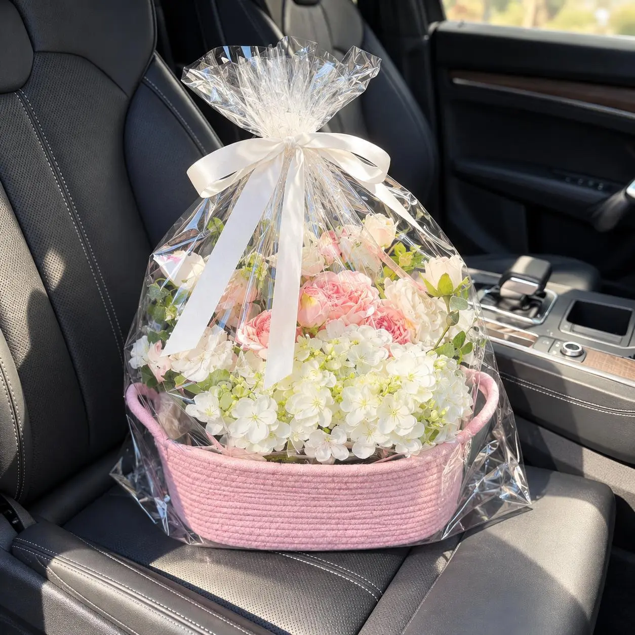 Eco-Friendly Woven Basket Gift Set with Handle, Small White Woven Storage Basket Organizer, Cute Decorative Gift Basket for Birthday, Mother's Day, Baby Shower, Easter, Holiday, Picnic, Party Favor, Treats, Home Storage, DIY Crafts