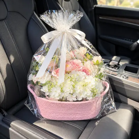Eco-Friendly Woven Basket Gift Set with Handle, Small White Woven Storage Basket Organizer, Cute Decorative Gift Basket for Birthday, Mother's Day, Baby Shower, Easter, Holiday, Picnic, Party Favor, Treats, Home Storage, DIY Crafts
