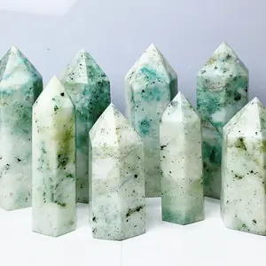 Green Phoenix Pine Tower Mineral Quartz Crystals Healing Stones Point Home Decoration