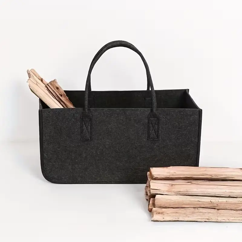 Felt Bag, Log Basket for Firewood, Felt Basket with Handles, Felt Basket for Firewood, Wood Carrier for Home, The ideal gift for Christmas, Storage Bins for Home Organization