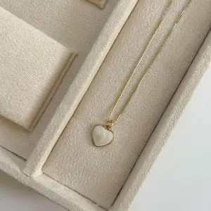 Heart Pendant Necklace - Elegant Gold Chain with White Heart Charm - Perfect for Everyday Wear