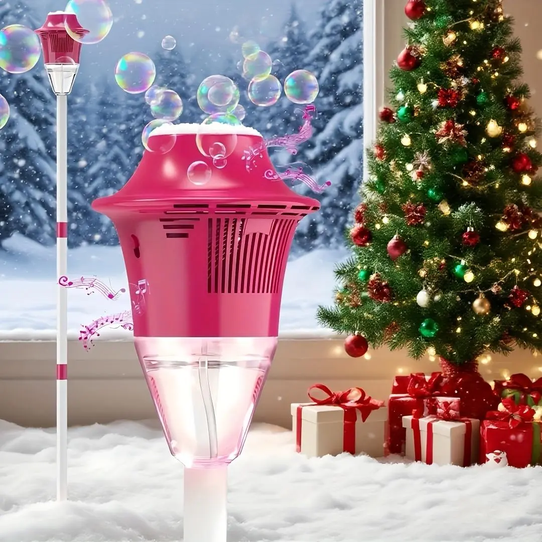 Kids' Bubble Machine with Colorful Lighting & Music, 47in Height-Adjustable Garden Bubble Toy, Ideal Outdoor Gift for Weddings & Birthdays